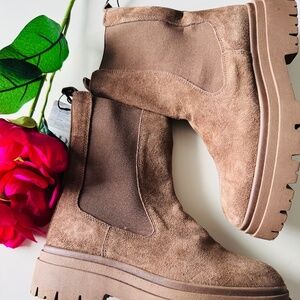 Genuine Zara Suede Lug Sole Boots